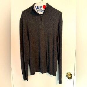 Black Brown 1826 Gray Quarter Zip Sweater XL 100% Cashmere